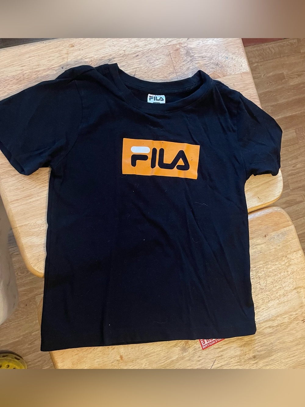 Kids Fila Black T-Shirt Orange Logo-size 7